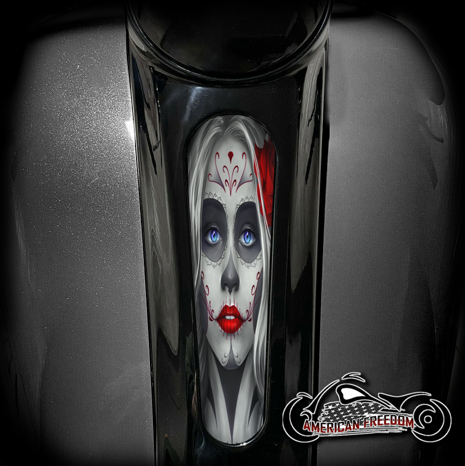 Harley 8 Inch Dash Insert - Sugar Skull (Red)